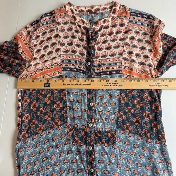 Free People Women's Caravan Patchwork Printed Button Front Shirt Size XS - Picture 8 of 12